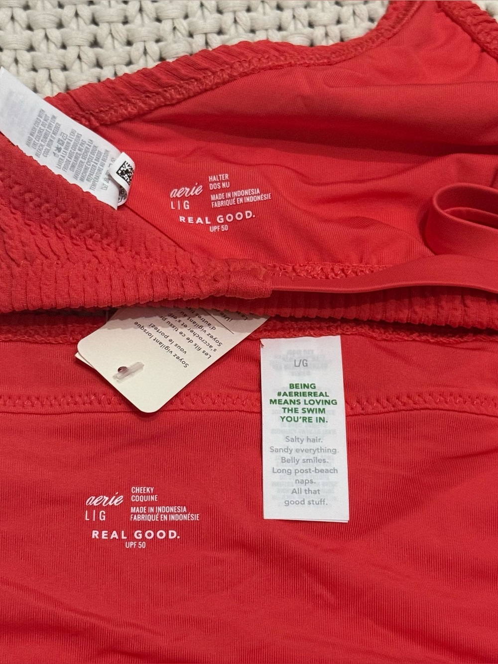 NWT Aerie Red Ribbed Bikini Set -Size Large - Picture 3 of 3